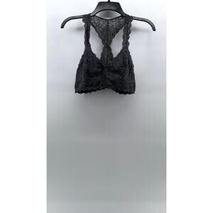 FELINA Lingerie Women's Charcoal Lace-Mesh Racerback V-Neck Bralette SZ M